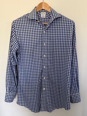Brooks Brothers | Blue & White Gingham |Button-Down | Shirt | 14 1/2 - 32